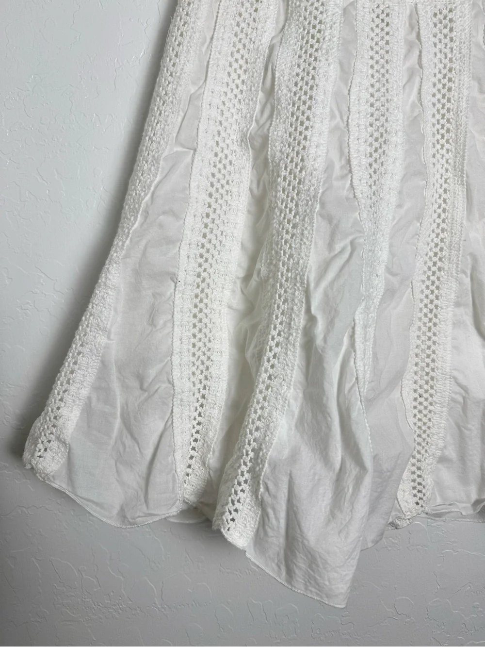 New York & Company White Open Knit Crochet Skater A-line Skirt